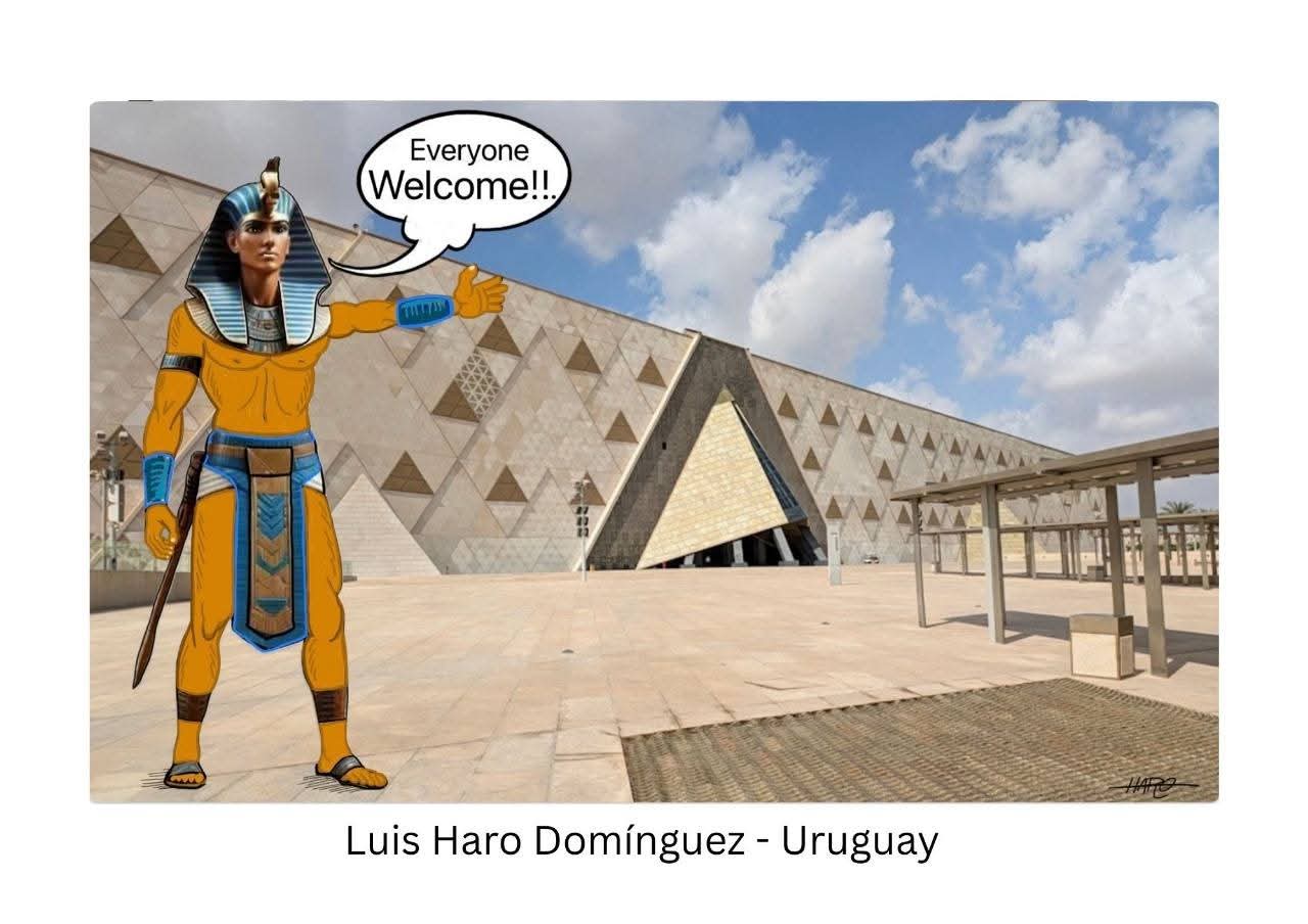 معرض عالمي لرسامي الكاريكاتير بمركز محمود مختار احتفاء بالمتحف الكبير 