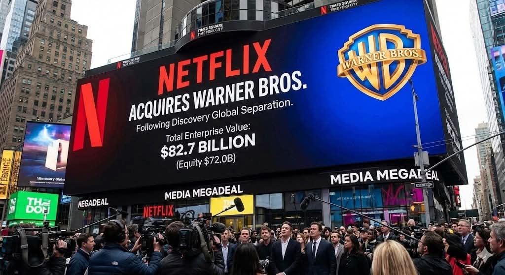 نتفلكس تستحوذ رسميا على Warner Bros مقابل حوالي 72 مليار دولار أمريكي.