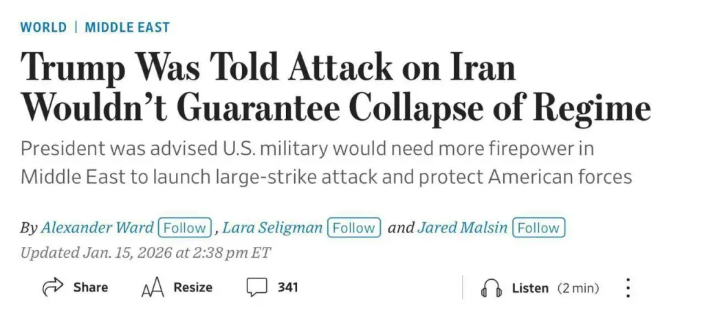  واشنطن أجلت الضربة  العسكرية ضد إيران في انتظار نقل القوات وليس استجابة للوساطة العربية 