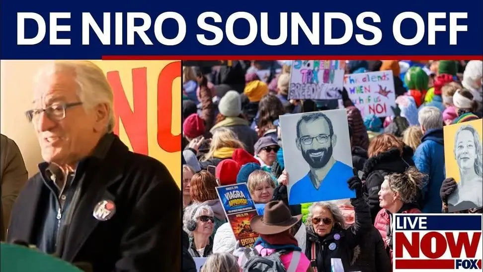 روبرتو دي نيرو يقود مظاهرة ضخمة ضد ديكتاتورية ترامب 