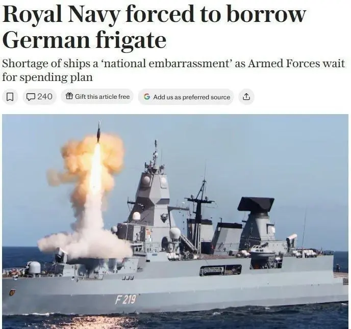 الأسطول البريطاني يعاني نقصا في السفن الحربية ولندن تستعير فرقاطة ألمانية 
