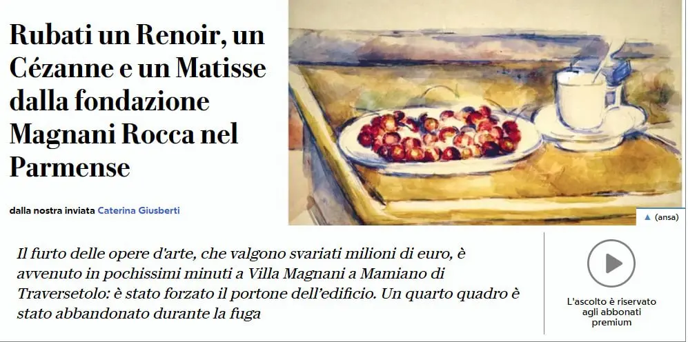 سرقة 3 لوحات نادرة من مؤسسة إيطالية خلال دقائق 