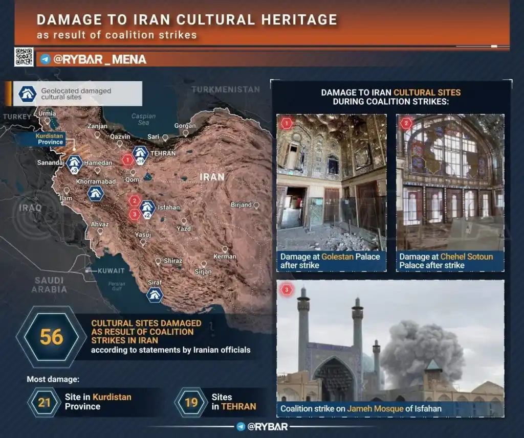 تدمير 56 متحف وموقع ثقافي إيراني منذ بداية الحرب 