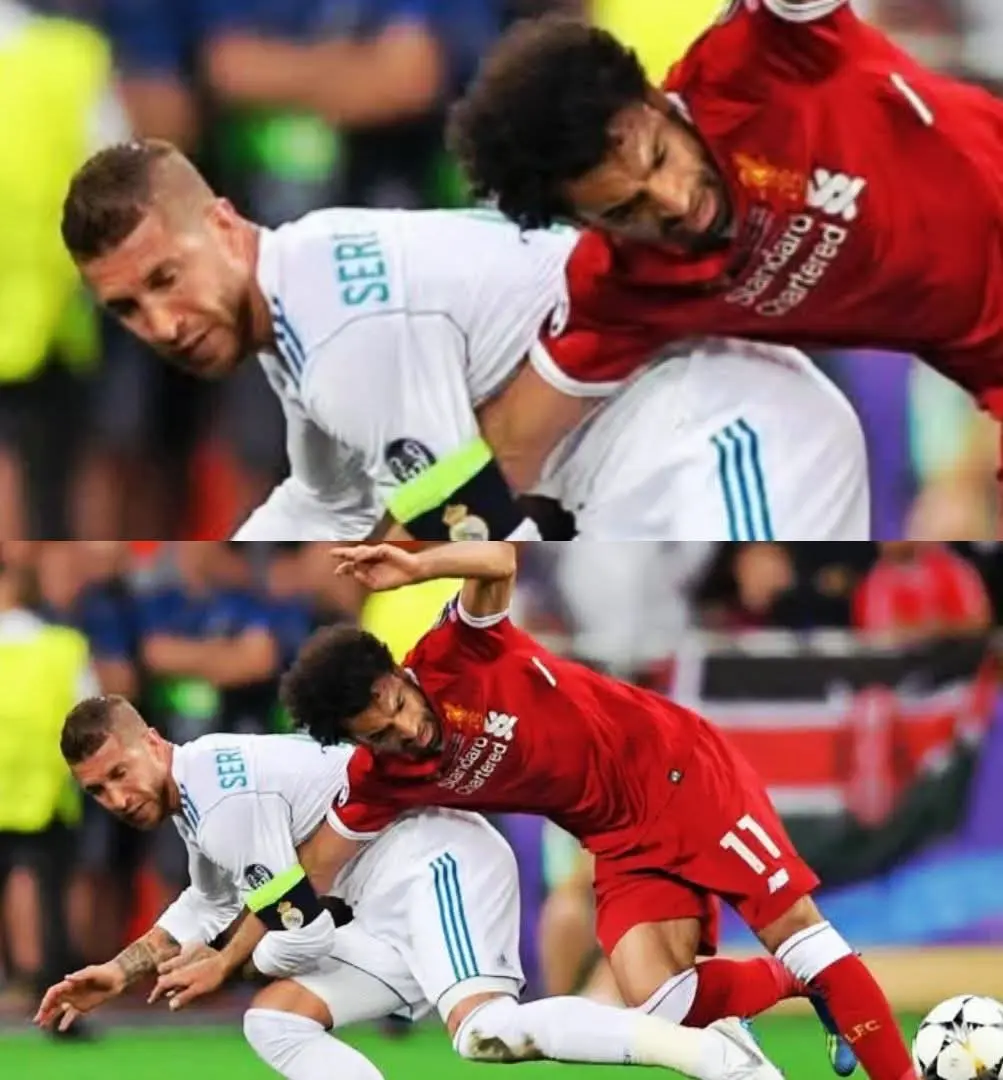  البرتغالي راموس يستعيد  ممارسة العنف ضد صلاح في نهائي دوري أبطال أوروبا 2018