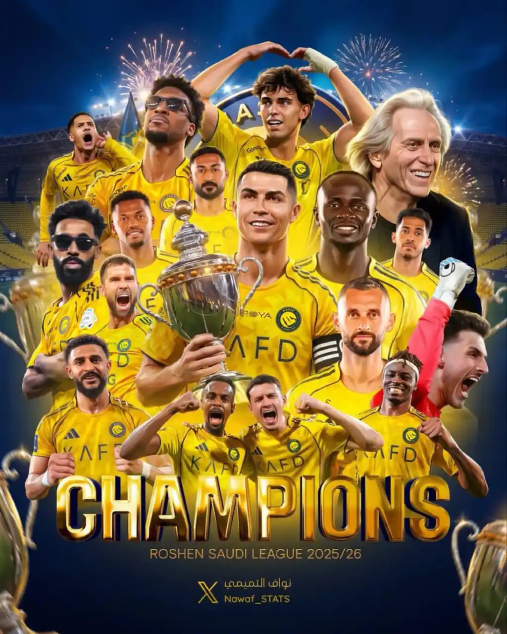 حسمها الدون  .. النصر السعودي بطلاً لدوري روشن 