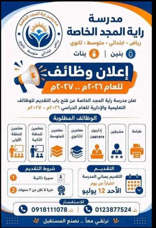 مطلوب مدرسين 