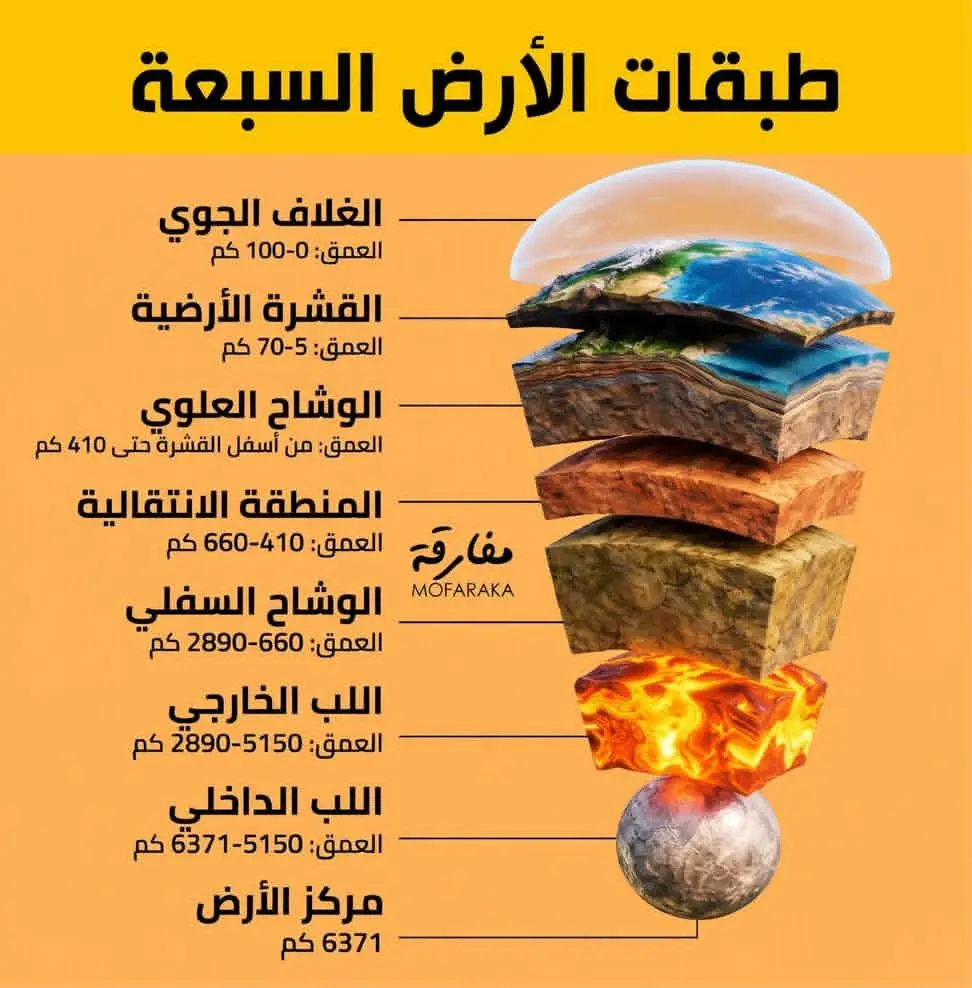 ​رحلة في أعماق الكوكب: سبر أغوار طبقات الأرض السبع وأسرار باطنها المعمور