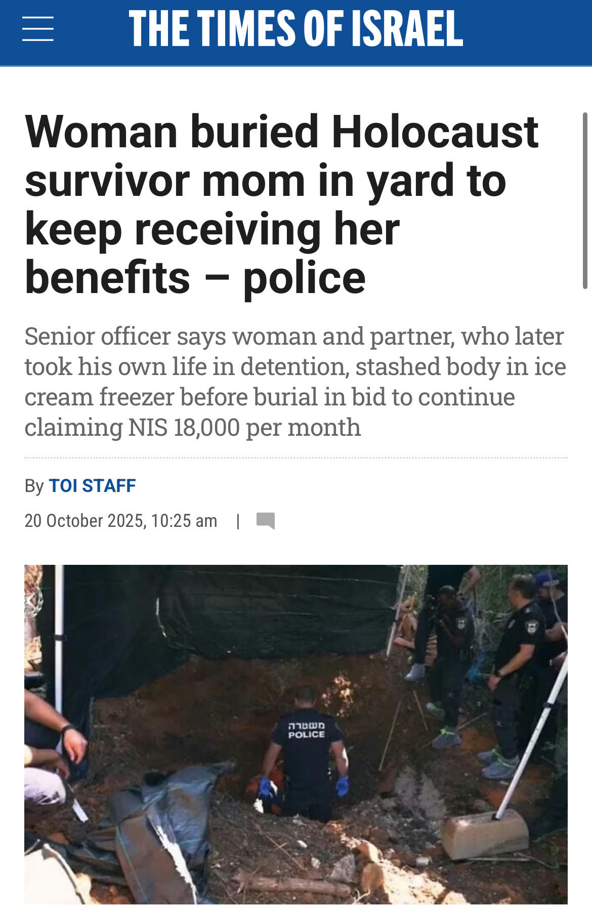  إسرائيلية تدفن والدتها، الناجية من الهولكوست في الفناء الخلفي للاستمرار في تلقي مخصصاتها